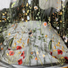 130cm Width x 95cm Length Colorful Botanical Flower Pattern Embroidered Lace Fabric