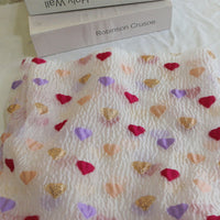 140cm Width x 95cm Length Colorful Hearts Pattern Yarn-dyed Jacquard Fairy Fashion Fabric