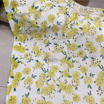 140cm Width x 95cm Length Premium Eyelet Daisy Floral Print Jacquard Embroidery Linen Fabric