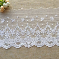 19.5cm Width x 190cm Length Vintage Branch Floral Embroidery Tulle Lace Fabric