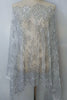 Grey net Symmetrical Floral Eyelash Embroidery Lace Fabric