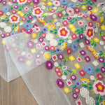 130cm Width x 95cm Length Premium Pastoral Colorful Flower Embroidery Lace Fabric