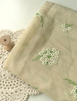 145cm Width x 95cm Length Flower Cluster Embroidery  Cotton Silk Fabric
