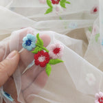 130cm Width Colorful Flower Pattern Embroidery Lace Fabric by the Yard