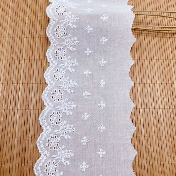 14 Yards x 10cm Width Eyelet Floral Embroidery Cotton Lace Trim Lace T –  iriz Lace