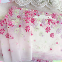 19cm Width x 270cm Length Premium Colorful Pink Daisy Floral Embroidery Lace Fabric Trim