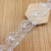 4.5 Yards of 1.7 inches Width Vintage Flower Embroidery Tulle Lace Ribbon