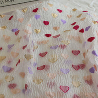 140cm Width x 95cm Length Colorful Hearts Pattern Yarn-dyed Jacquard Fairy Fashion Fabric