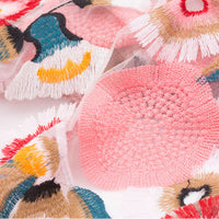 150cm Width x 95cm Length Premium Floral Embroidery Pink Lace Fabric