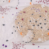 幅130cm×長さ95cm プレミアムボタニカルブランチ花と蝶の刺繍レース生地