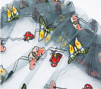 150cm Width x 95cm Length Premium Colorful Butterfly Embroidery Lace Fabric