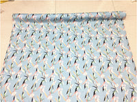 138cm Width x 95cm Length Premium Light Blue  Floral Silk Fabric