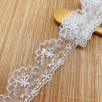 4.5 Yards of 1.7 inches Width Vintage Flower Embroidery Tulle Lace Ribbon
