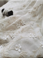 135cm Width Three-dimensional Floral Pattern and Silver lining Embroidery Chiffon Lace Fabric by the Yard