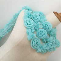 6cm Width x 190cm Length  Chiffon Floral Belt Clothing Decor Flowers