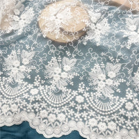 2 Yards x 40cm Width Vintage Floral Embroidery Lace Fabric Trim