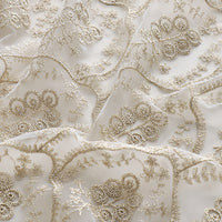 130cm Width x 95cm Length Premium Vintage Golden Thread Floral Embroidery Lace Fabric