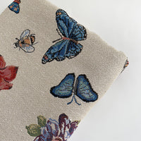 150cm Width x 95cm Length Dragonfly Butterfly and Flower Pattern Polyester Cotton Yarn-dyed Jacquard Fabric