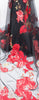 130cm Width x 95cm Length Premium Red Floral Embroidery Black Lace Fabric