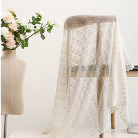 125cm Width x 95cm Length Premium Strips and Floral Embroidery Lace  Fabric