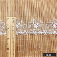 4.5 Yards of 1.7 inches Width Vintage Flower Embroidery Tulle Lace Ribbon