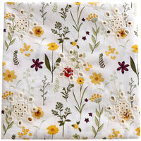 125cm Width x 95cm Length Premium Eyelet Hollow-out Botanical Branch Floral Print and Embroidery Cotton Fabric