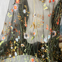 130cm Width x 95cm Length Colorful Botanical Flower Pattern Embroidered Lace Fabric