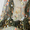 130cm Width x 95cm Length Colorful Botanical Flower Pattern Embroidered Lace Fabric