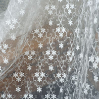 130cm Width x 95cm Length Organdy Floral and Vine Embroidery Lace Fabric