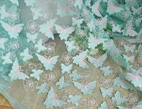 130cm Width x 95cm Length Premium 3D Butterfly Embroidery Lace Fabric Wedding Dress Lace Fabric