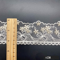 18 Yards x 6cm Width Golden Thread Bow Tie Floral Embroidery Tulle Lace Ribbon Lace Tape