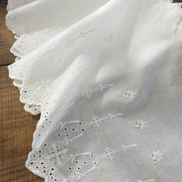 27cm Width x 190cm Length Premium Branch Floral Embroidery Eyelet Cotton Lace Fabric
