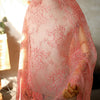 150cm Width x 95cm Length Premium Orange Red Floral Embroidery Lace Fabric