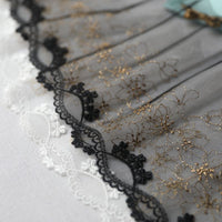 19cm Width Premium Golden Line Embroidery Lace Fabric by The Yard