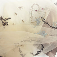 130cm Width x 95cm Length Premium Romantic Valentine Love Style Letter Words Heart and Doves Embroidery Tulle Lace Fabric