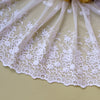 40cm Width x 180cm Length Floral Embroidery Tulle Lace Fabric Trim