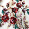 140cm Width x 95cm Length 3D Sequined Floral Embroidery Lace Fabric