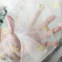 145cm Width x 95cm Length Stars Embroidery  Lace Fabric