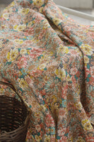 145cm Width Vintage Blooming Floral Print Cotton Fabric by the Yard