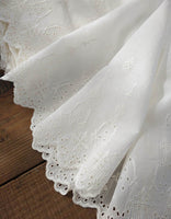 27cm Width x 190cm Length Premium Branch Floral Embroidery Eyelet Cotton Lace Fabric