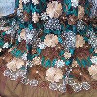 幅130cm×長さ95cm プレミアムランウェイ カラフル花柄刺繍レース生地