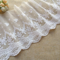 19.5cm Width x 190cm Length Vintage Branch Floral Embroidery Tulle Lace Fabric