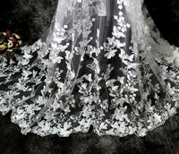 125cm Width x 95cm Length 3D Butterfly  Floral Embroidery Wedding Bridal Tulle Lace Fabric