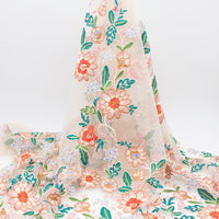 150cm Width x 95cm Width Premium Color Vine branch Floral Embroidery Lace Fabric