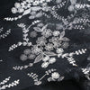 142cm Width x 95cm Length Silver Line Floral Embroidered Black Tulle Lace Fabric