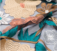 130cm Width x 95cm Length Premium Vintage Floral Embroidery Lace Fabric Black