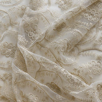 130cm Width x 95cm Length Premium Vintage Golden Thread Floral Embroidery Lace Fabric