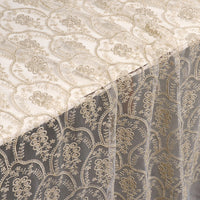 130cm Width x 95cm Length Premium Vintage Golden Thread Floral Embroidery Lace Fabric