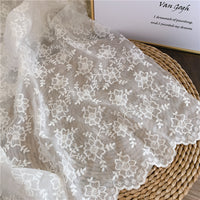 125cm Width 3D Floral Embroidery Tulle Lace Fabric by the Yard