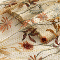 150cm Width x 95cm Length Vintage Daisy Floral Embroidery Golden Tulle Lace Fabric
